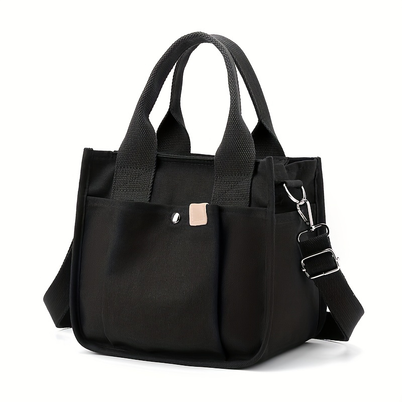 canvas tote bag men and women mini handbag tote bags with pockets canvas crossbody bag purse fashion shoulder tote bag for work school details 1