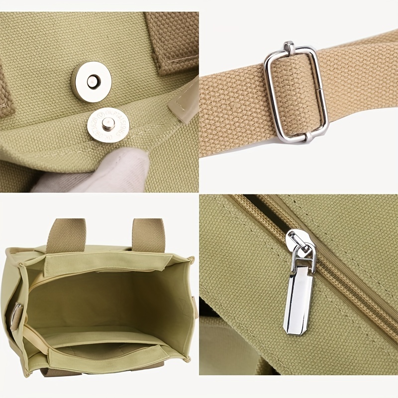 canvas tote bag men and women mini handbag tote bags with pockets canvas crossbody bag purse fashion shoulder tote bag for work school details 2