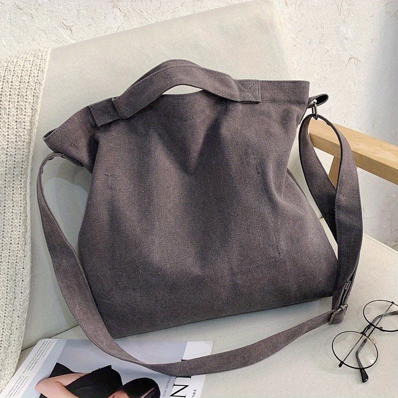 mens canvas print shoulder messenger bag large capacity tote bag details 0