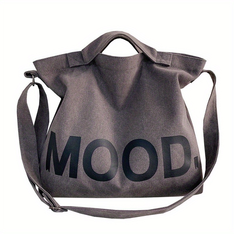 mens canvas print shoulder messenger bag large capacity tote bag details 3