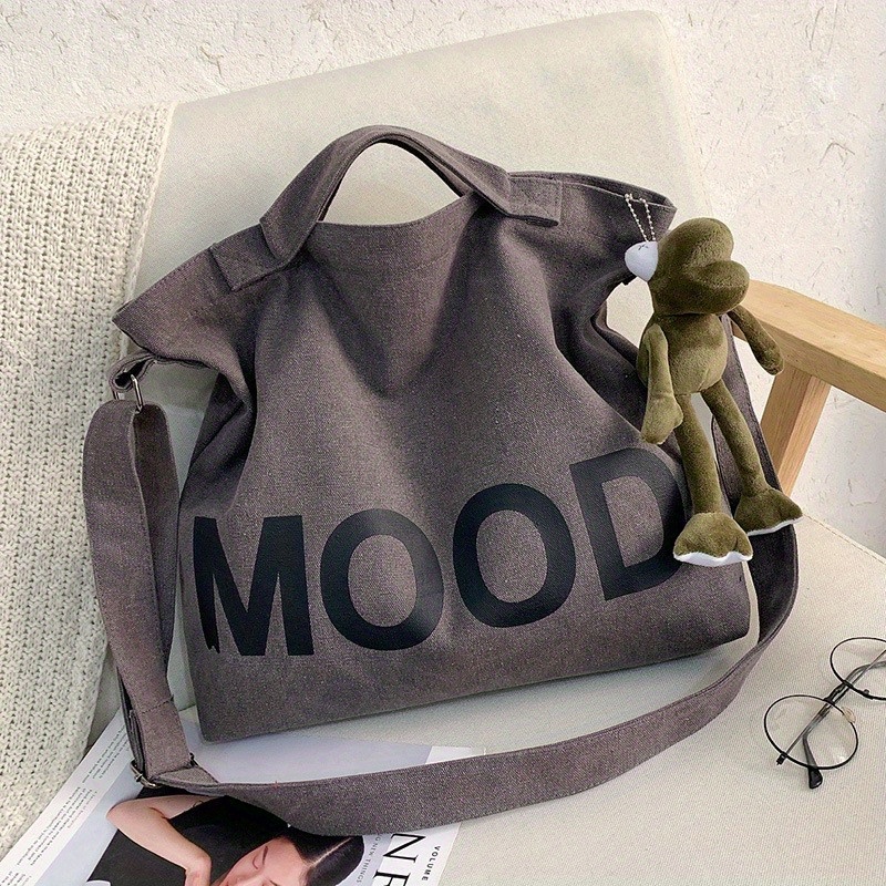 mens canvas print shoulder messenger bag large capacity tote bag details 8