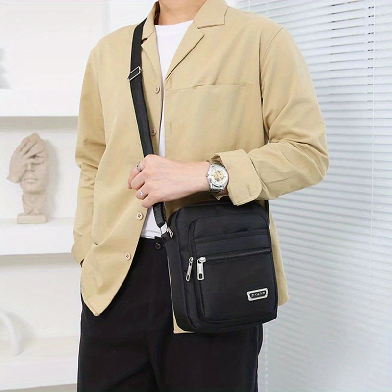 fashion casual mens shoulder bag simple messenger bag details 1