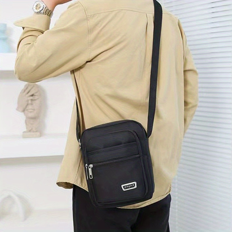 fashion casual mens shoulder bag simple messenger bag details 4