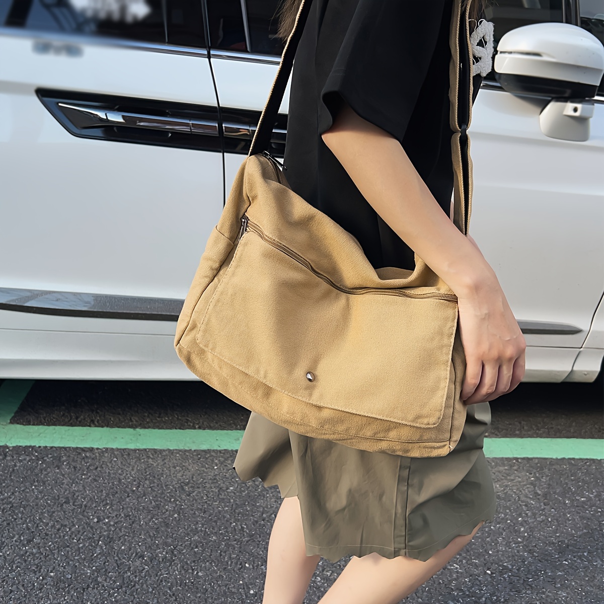 Cool Vintage Y2K Hobo Crossbody Bag In 4 Colors, Durable Canvas Large Capacity Trendy Sling Bag, For School Business Outdoor Party Supplies, Gift details 5