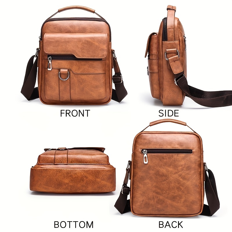 1 2pcs set classic mens crossbody bag pu leather large capacity bag details 4