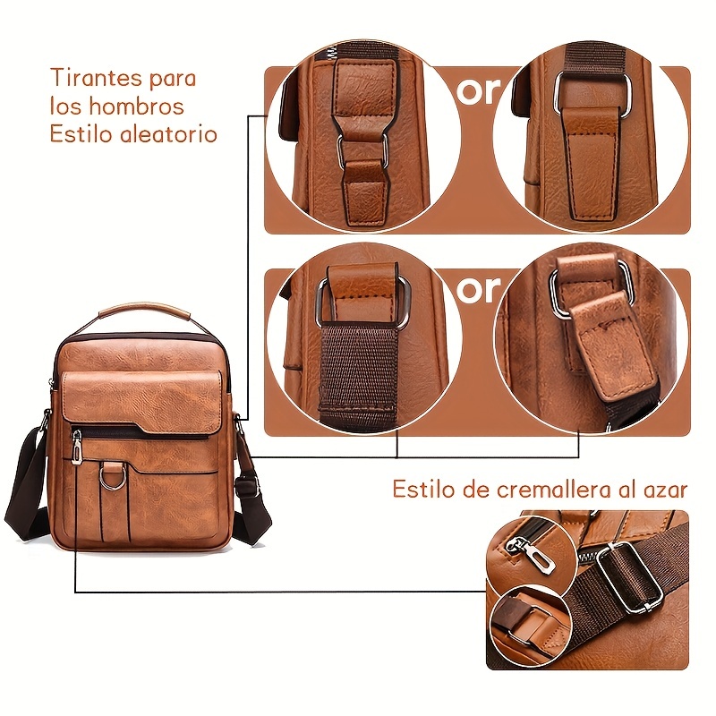 1 2pcs set classic mens crossbody bag pu leather large capacity bag details 5