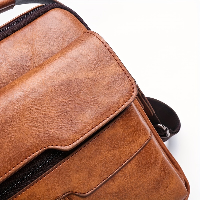 1 2pcs set classic mens crossbody bag pu leather large capacity bag details 11