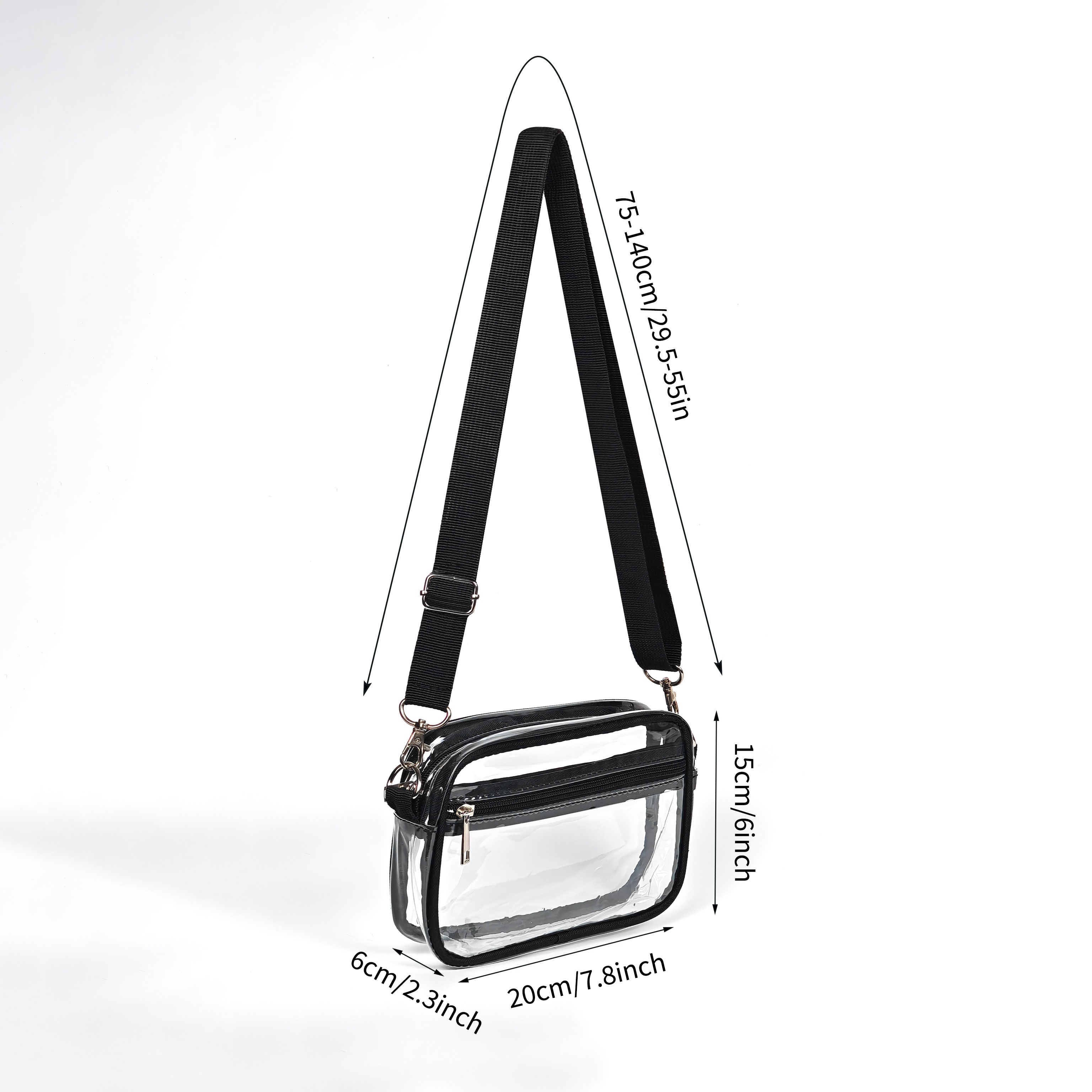 casual clear crossbody bag, 1pc casual clear crossbody bag simple fashion pvc zipper shoulder bag with adjustable strap travel toiletry bag for men or women details 0