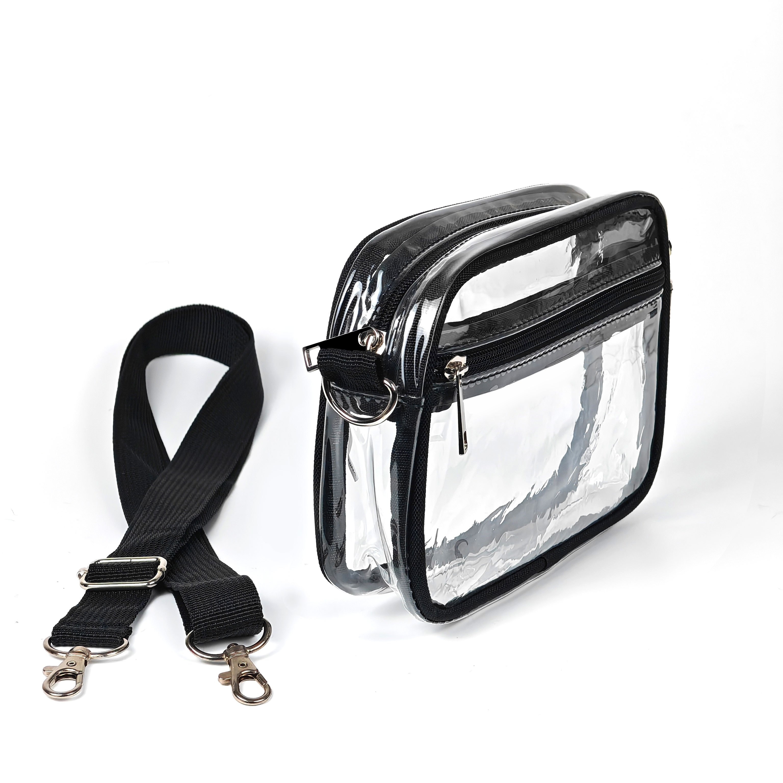 casual clear crossbody bag, 1pc casual clear crossbody bag simple fashion pvc zipper shoulder bag with adjustable strap travel toiletry bag for men or women details 5