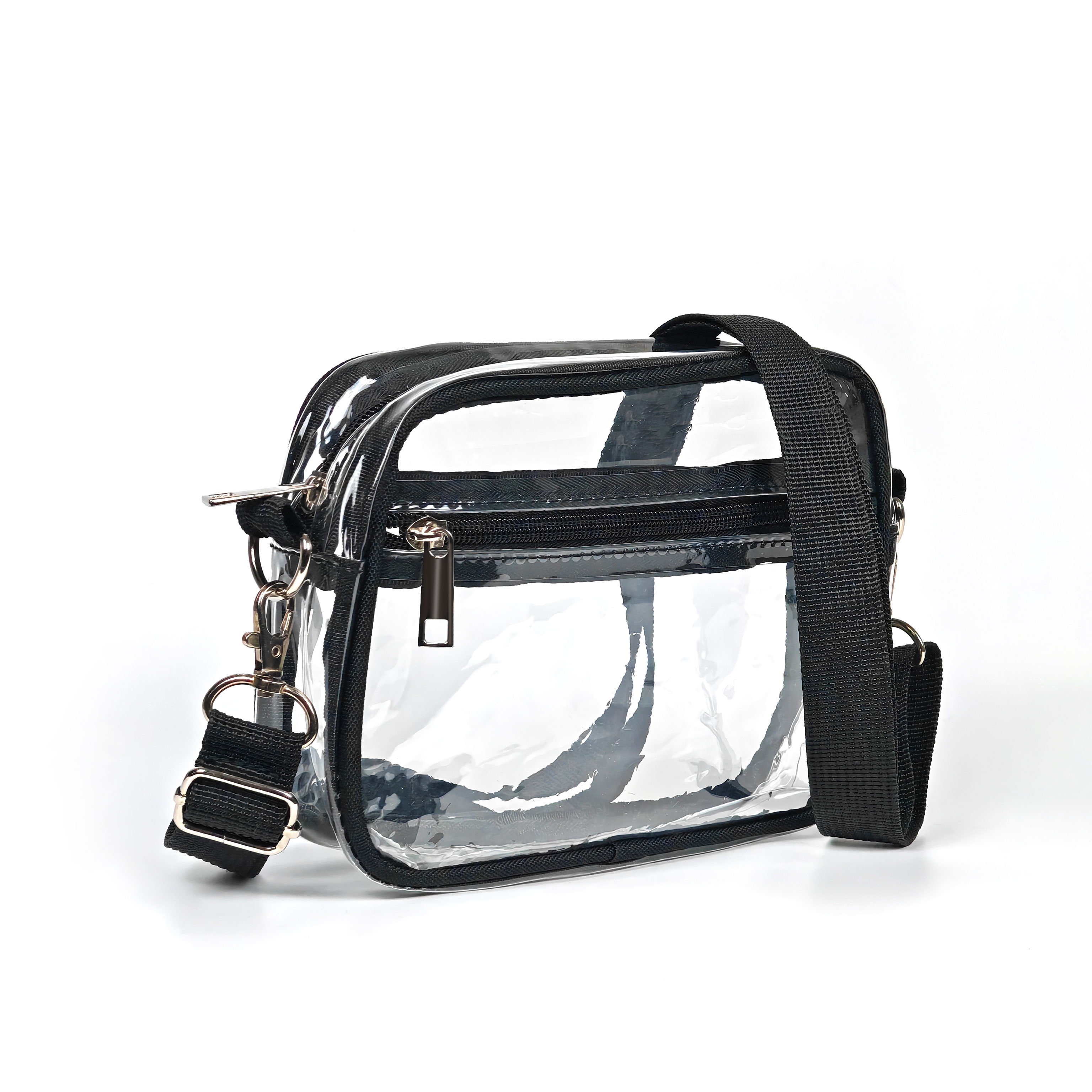 casual clear crossbody bag, 1pc casual clear crossbody bag simple fashion pvc zipper shoulder bag with adjustable strap travel toiletry bag for men or women details 6