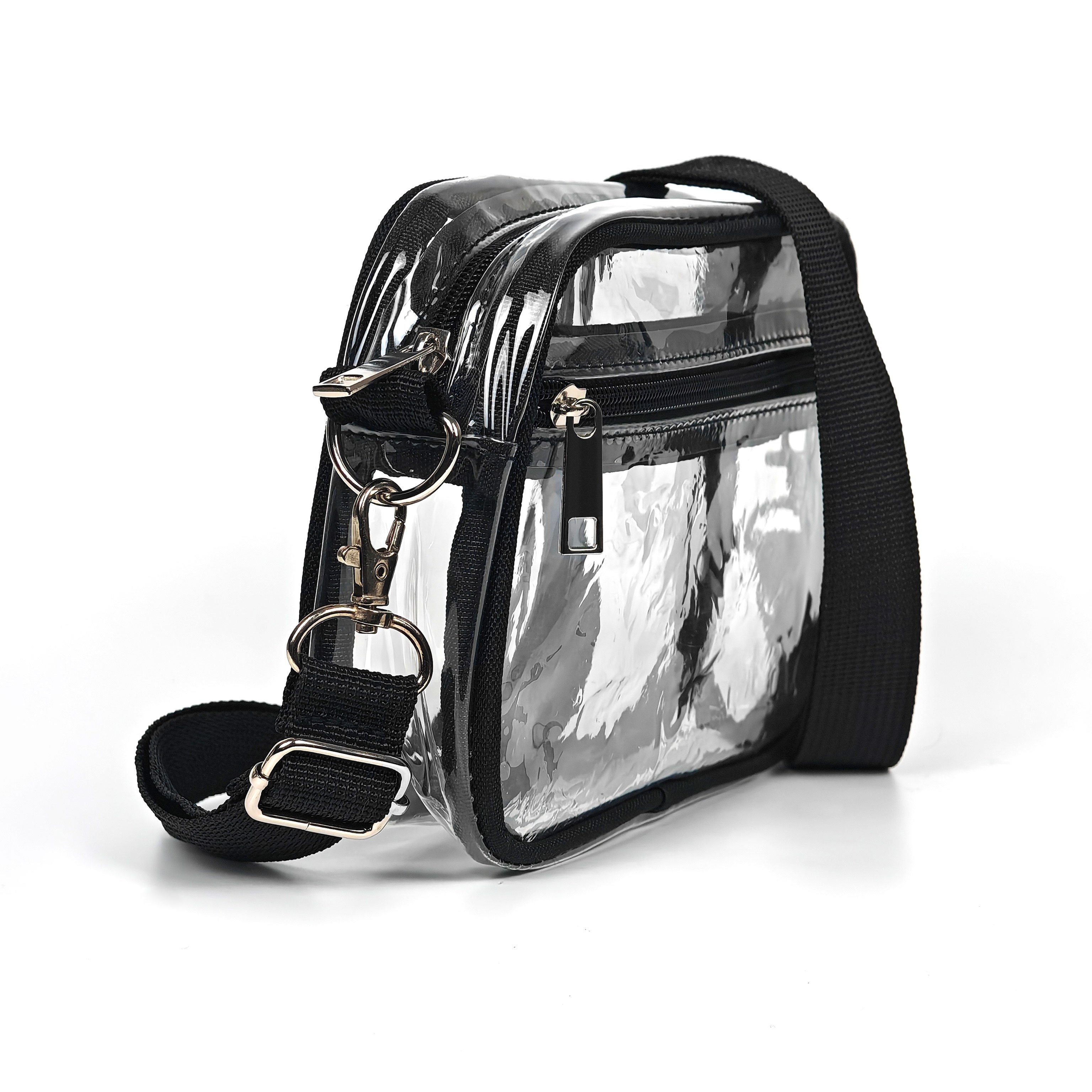 casual clear crossbody bag, 1pc casual clear crossbody bag simple fashion pvc zipper shoulder bag with adjustable strap travel toiletry bag for men or women details 7