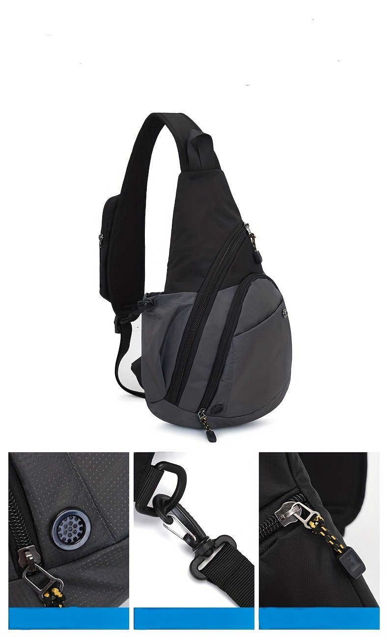 1pc mens chest bag single shoulder chest bag outdoor leisure waterproof multi functional large capacity details 1