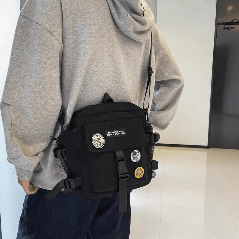 1pc mens nylon trendy crossbody bag cargo shoulder bag fashion trendy bag details 0