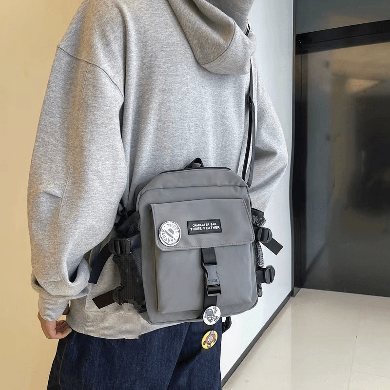 1pc mens nylon trendy crossbody bag cargo shoulder bag fashion trendy bag details 2