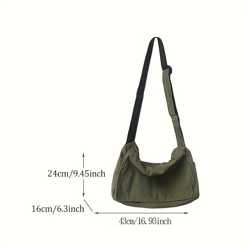 mens simple canvas messenger bag large capacity crossbody bag trendy student flap shoulder bag details 0