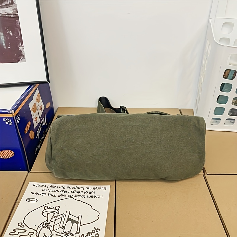 mens simple canvas messenger bag large capacity crossbody bag trendy student flap shoulder bag details 3