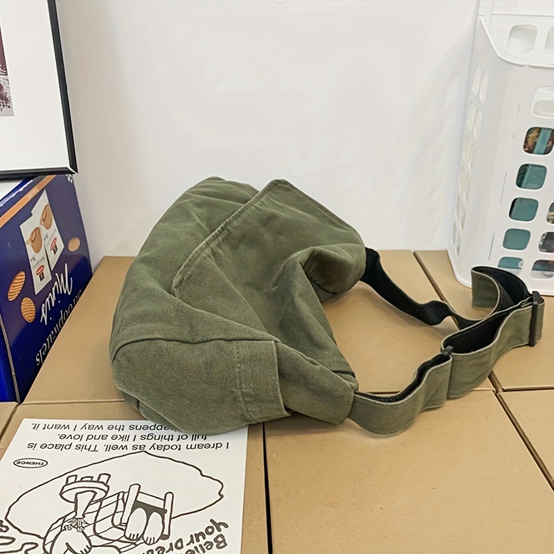 mens simple canvas messenger bag large capacity crossbody bag trendy student flap shoulder bag details 5
