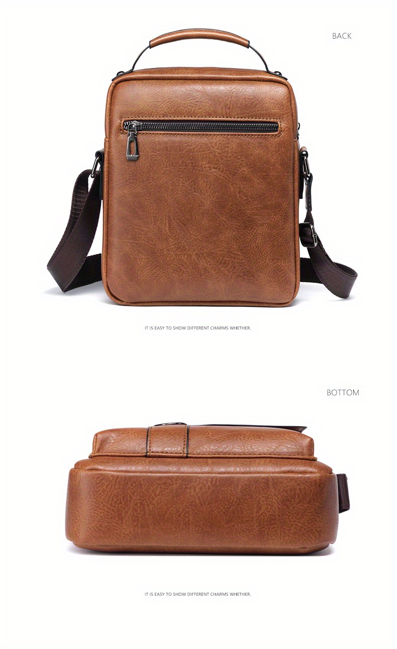 crossbody bag mens shoulder bag vintage pu leather vertical handheld business mens casual bag shoulder bag details 7