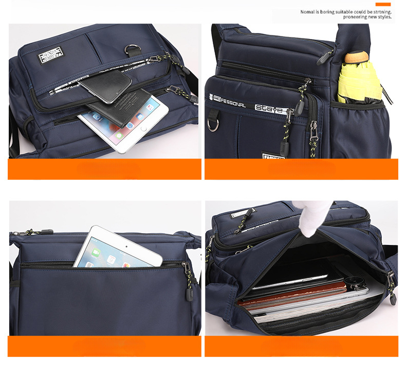 mens shoulder bag messenger bag fashion large capacity multi pocket waterproof casual bag details 1