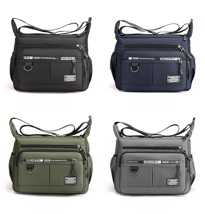 mens shoulder bag messenger bag fashion large capacity multi pocket waterproof casual bag details 2
