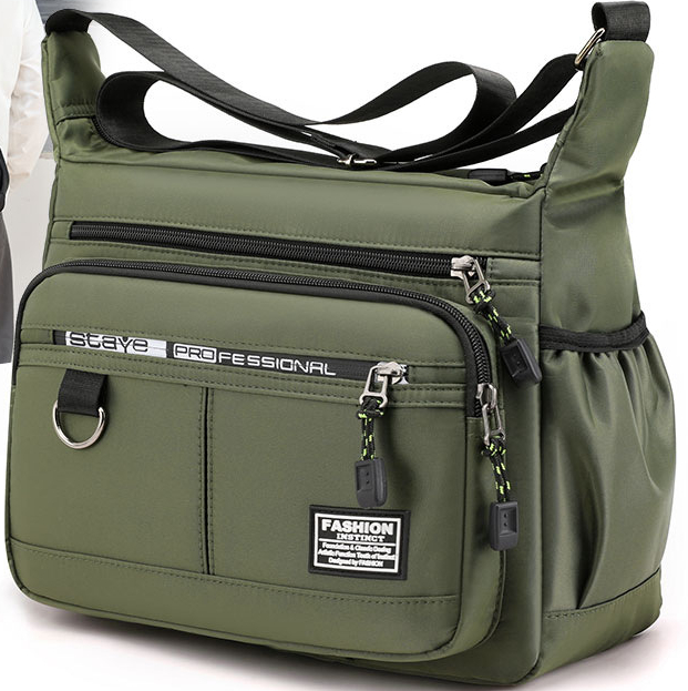 mens shoulder bag messenger bag fashion large capacity multi pocket waterproof casual bag details 3
