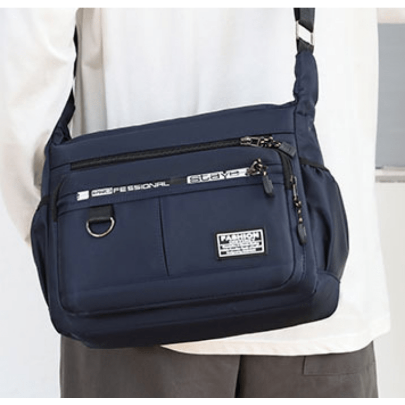 mens shoulder bag messenger bag fashion large capacity multi pocket waterproof casual bag details 4