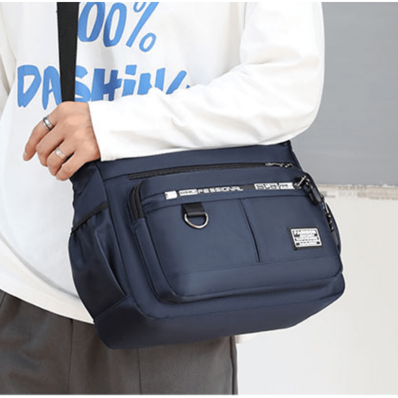 mens shoulder bag messenger bag fashion large capacity multi pocket waterproof casual bag details 5