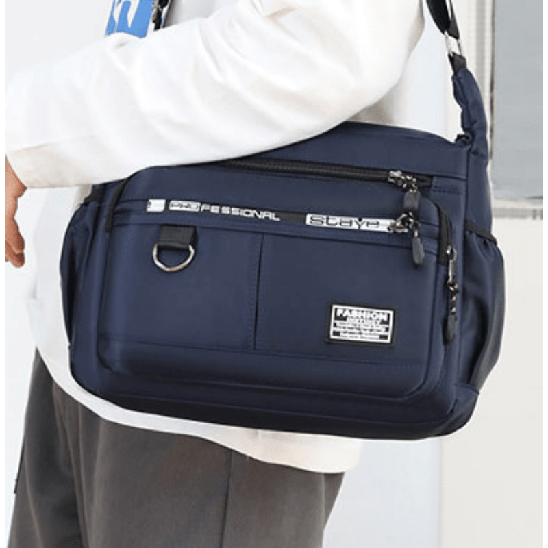 mens shoulder bag messenger bag fashion large capacity multi pocket waterproof casual bag details 6