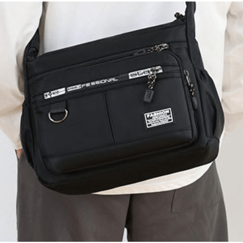 mens shoulder bag messenger bag fashion large capacity multi pocket waterproof casual bag details 7