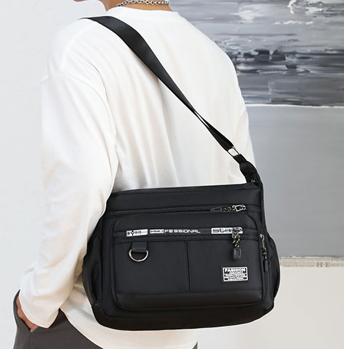 mens shoulder bag messenger bag fashion large capacity multi pocket waterproof casual bag details 8