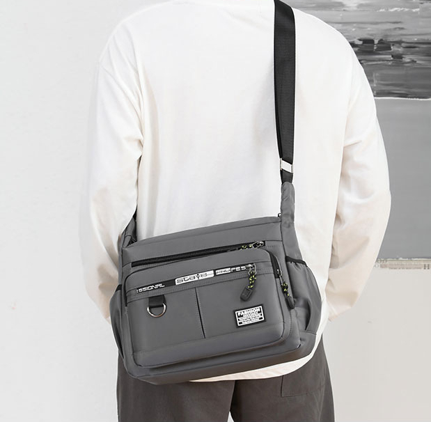 mens shoulder bag messenger bag fashion large capacity multi pocket waterproof casual bag details 9