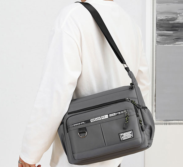 mens shoulder bag messenger bag fashion large capacity multi pocket waterproof casual bag details 11