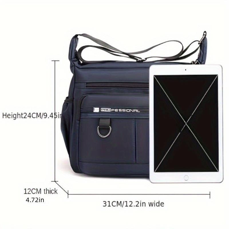 mens shoulder bag messenger bag fashion large capacity multi pocket waterproof casual bag details 12