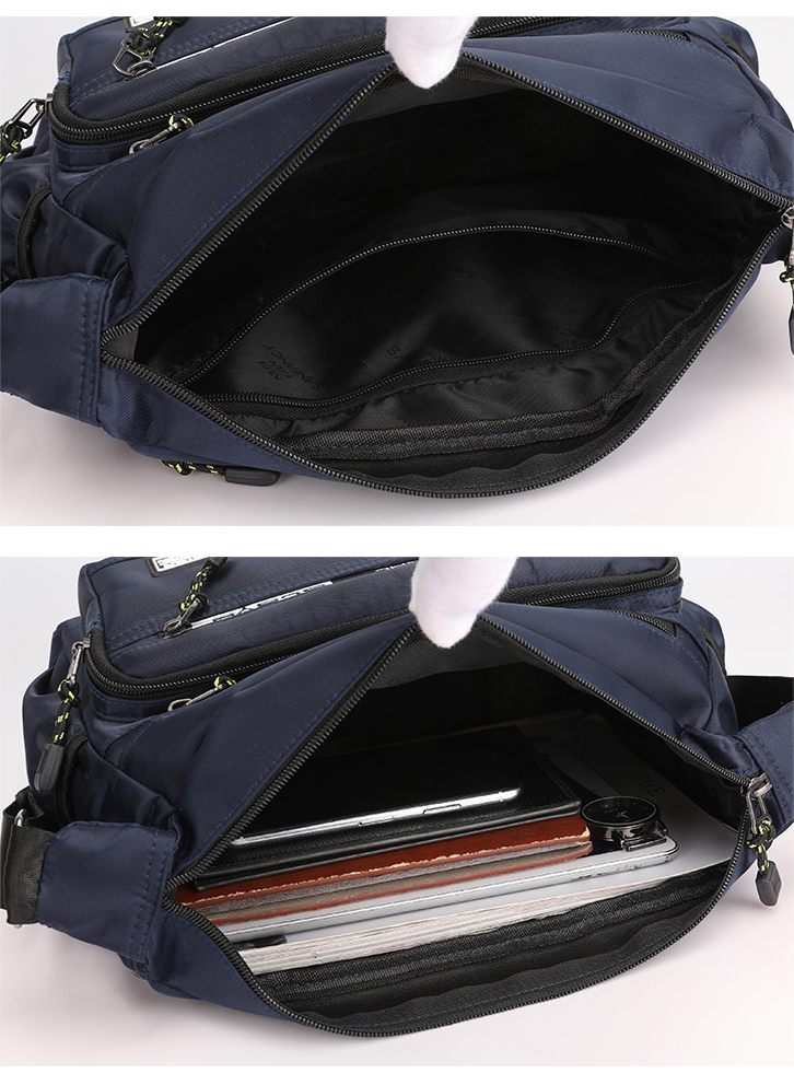 mens shoulder bag messenger bag fashion large capacity multi pocket waterproof casual bag details 20