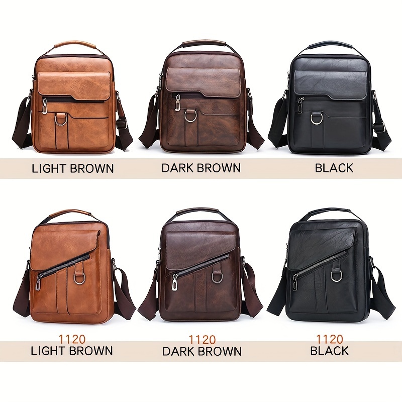 1pc mens pu leather shoulder bag large capacity casual messenger bag simple business trendy sling bag details 15