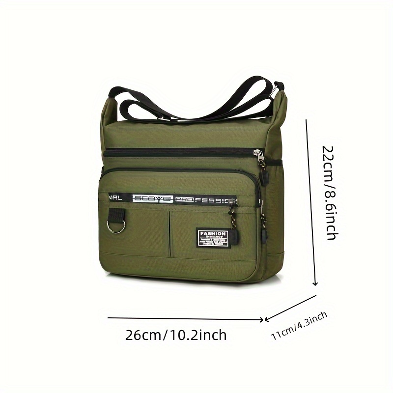 1pc mens trendy fashion bag nylon cloth large capacity zipper closure crossbody bag details 0