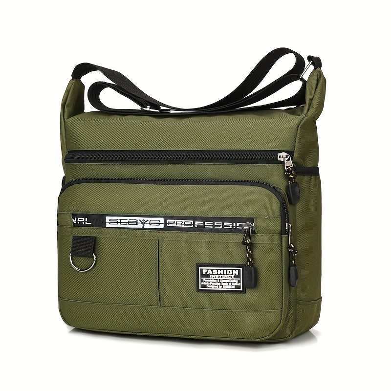 1pc mens trendy fashion bag nylon cloth large capacity zipper closure crossbody bag details 6
