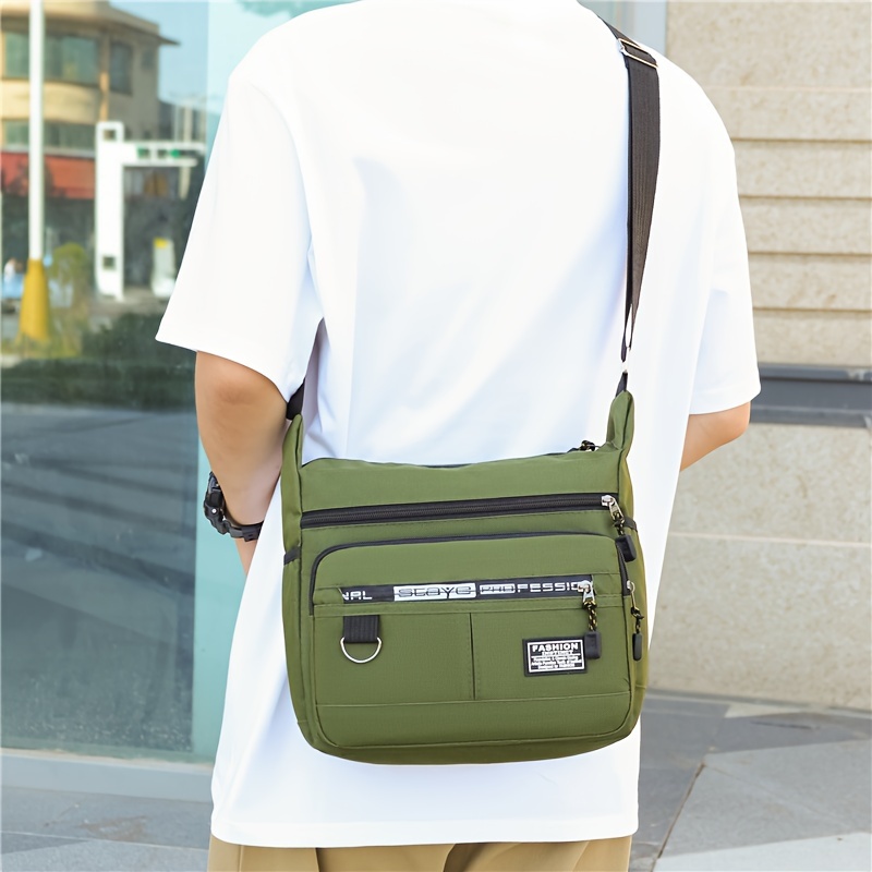 1pc mens trendy fashion bag nylon cloth large capacity zipper closure crossbody bag details 9