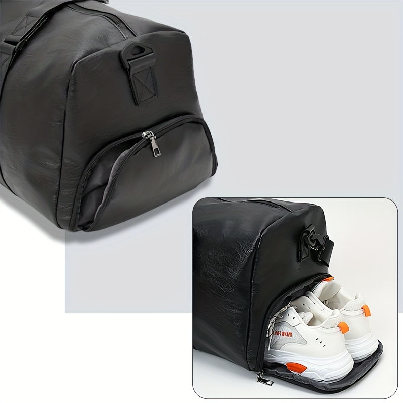 gym bag large capacity short distance travel bag dry and wet separation bag with shoe compartment pu tote bag suitable for fitness exercise and outdoor travel details 0