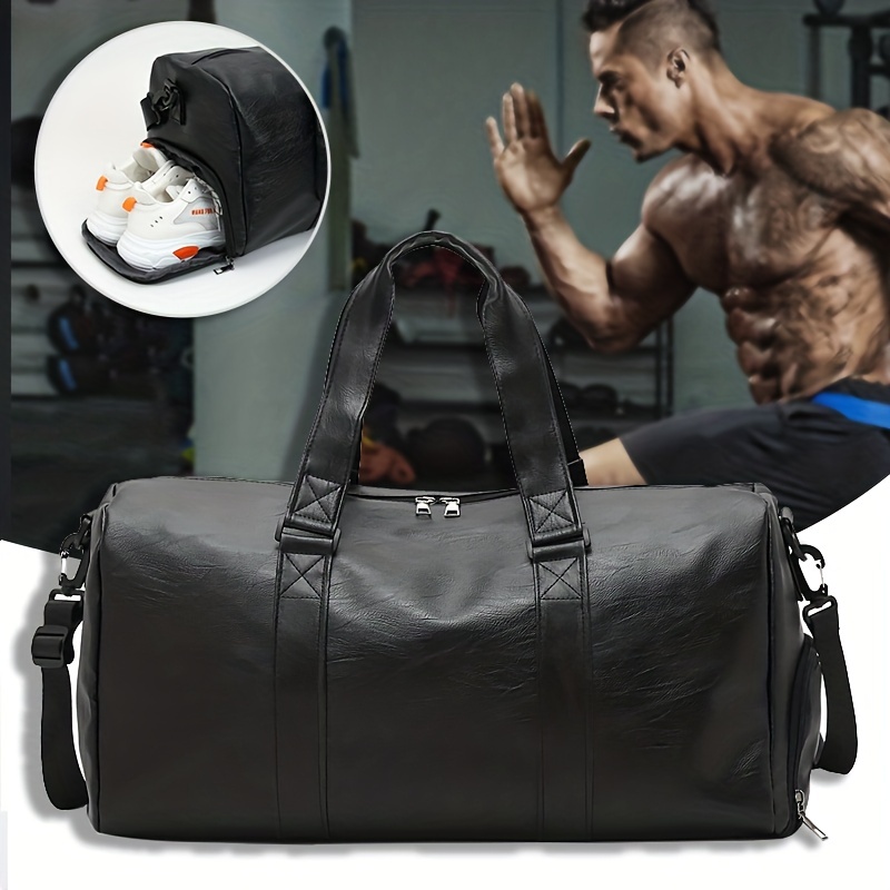 gym bag large capacity short distance travel bag dry and wet separation bag with shoe compartment pu tote bag suitable for fitness exercise and outdoor travel details 1