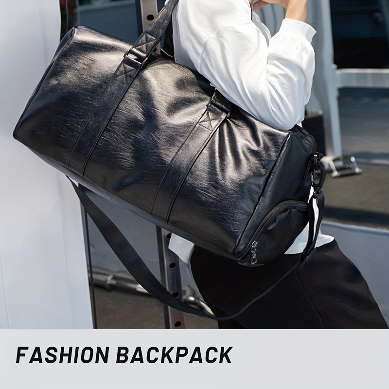 gym bag large capacity short distance travel bag dry and wet separation bag with shoe compartment pu tote bag suitable for fitness exercise and outdoor travel details 2