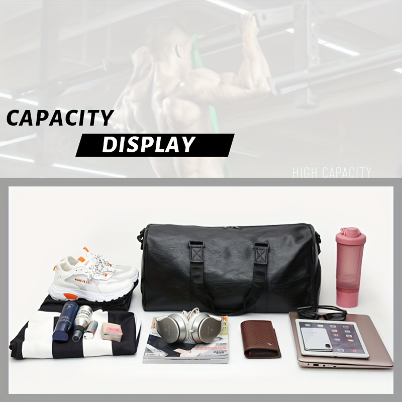 gym bag large capacity short distance travel bag dry and wet separation bag with shoe compartment pu tote bag suitable for fitness exercise and outdoor travel details 5
