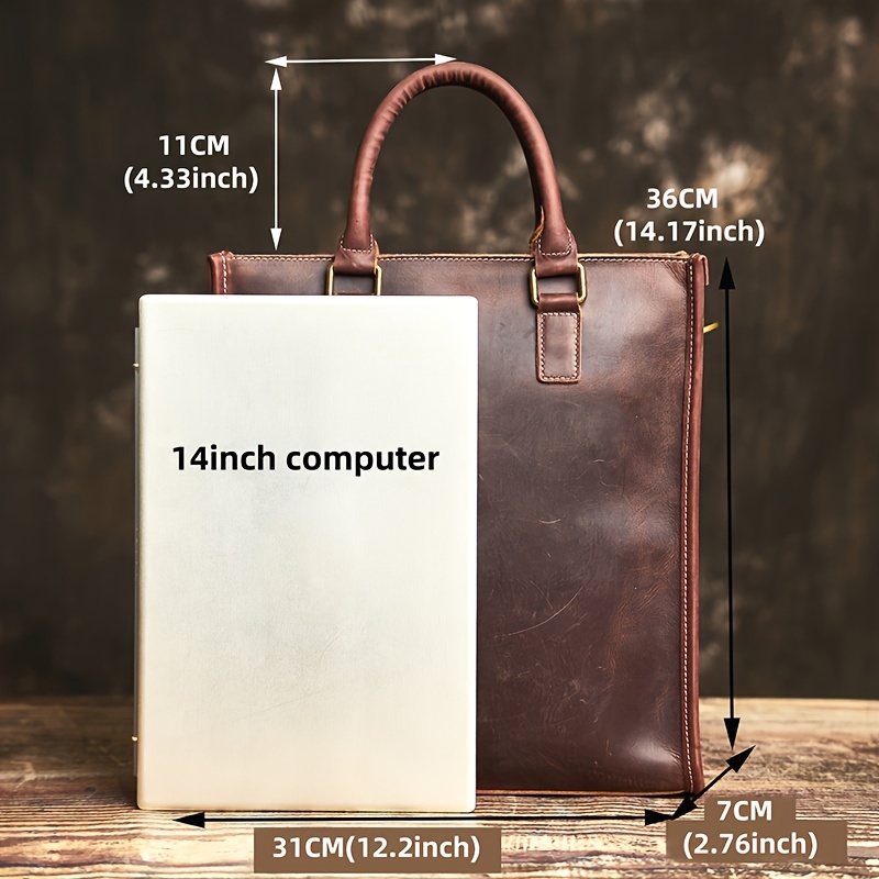 1pc mens casual computer bag top layer cowhide crossbody briefcase ideal choice for gifts details 3