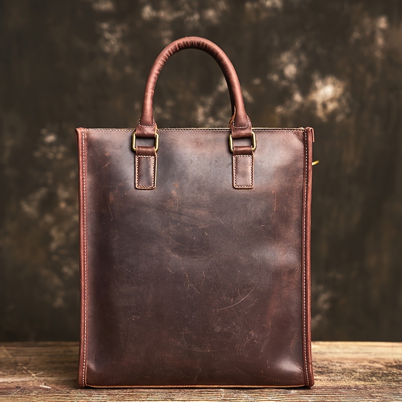 1pc mens casual computer bag top layer cowhide crossbody briefcase ideal choice for gifts details 4