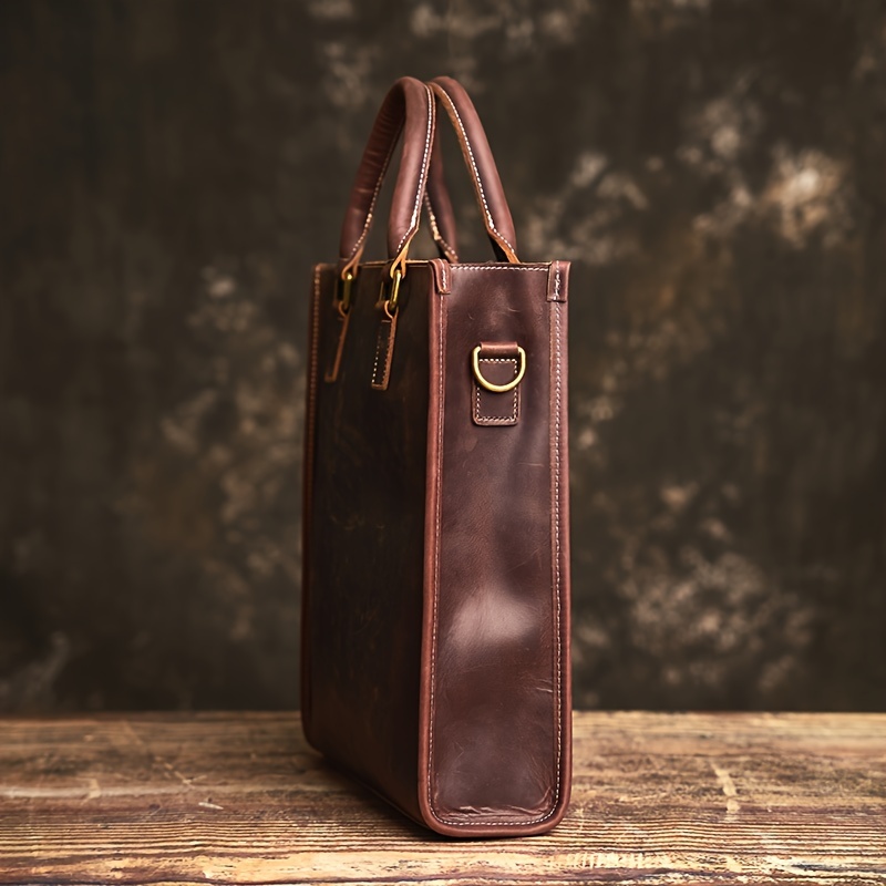 1pc mens casual computer bag top layer cowhide crossbody briefcase ideal choice for gifts details 6