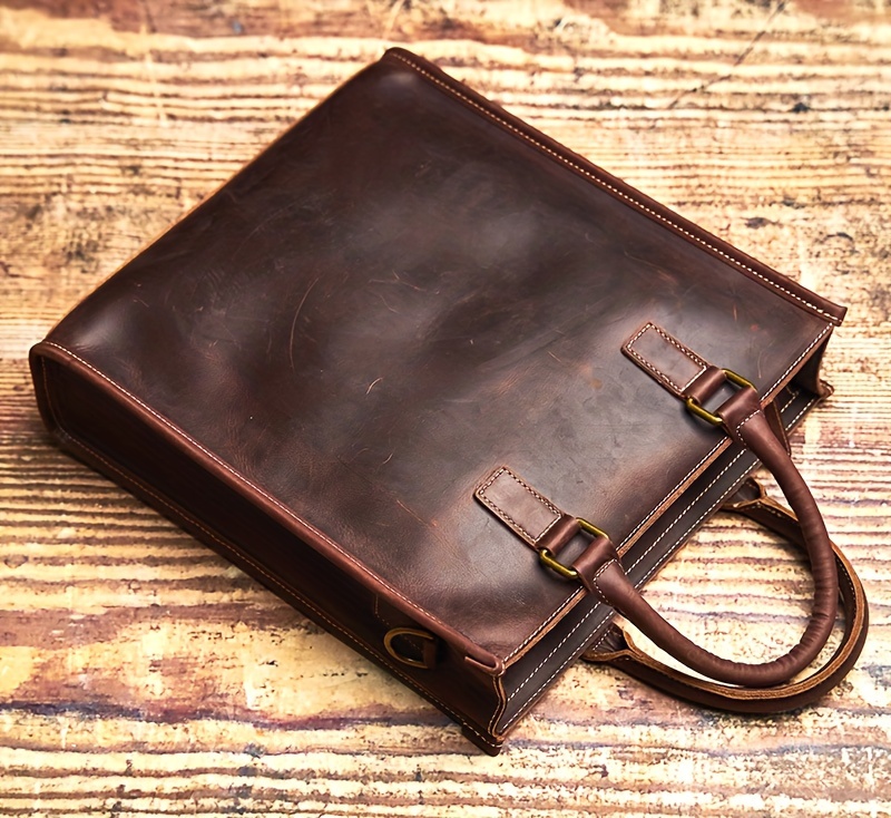1pc mens casual computer bag top layer cowhide crossbody briefcase ideal choice for gifts details 7