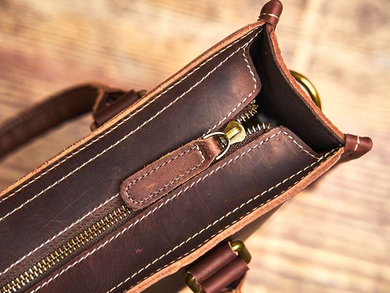 1pc mens casual computer bag top layer cowhide crossbody briefcase ideal choice for gifts details 8