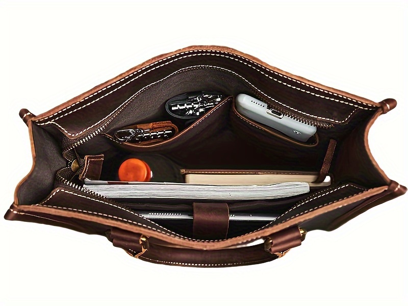 1pc mens casual computer bag top layer cowhide crossbody briefcase ideal choice for gifts details 13