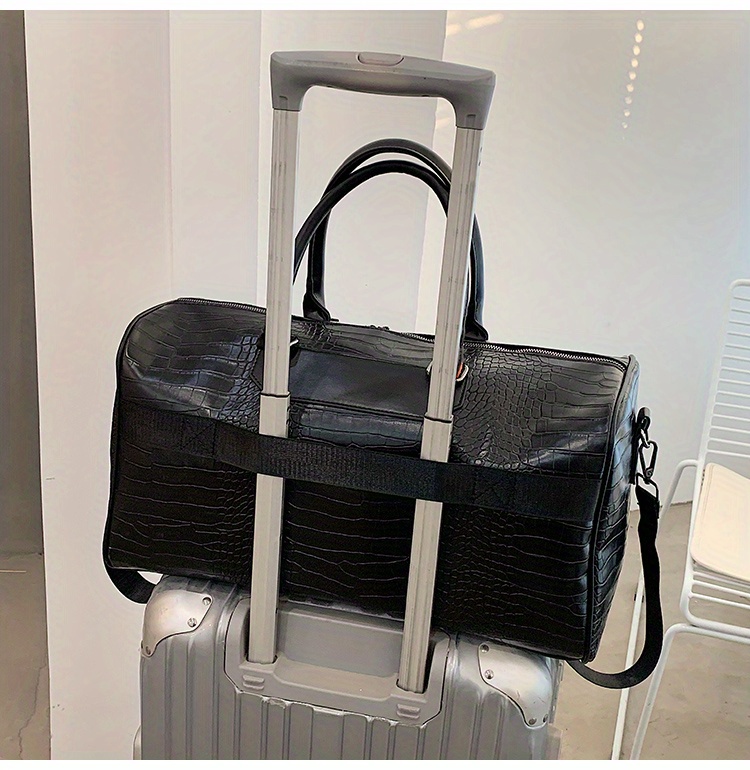 fashion black travel bag large handbag pu tote bag fitness bag handbag waterproof short distance vacation sports bag female yoga exercise training bag details 6
