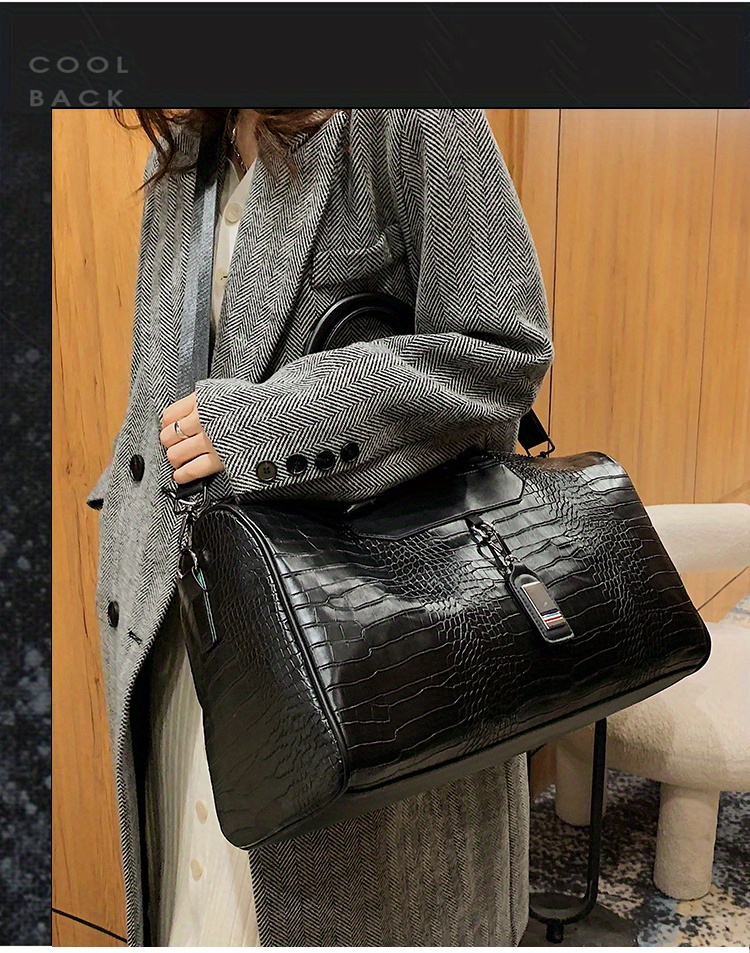 fashion black travel bag large handbag pu tote bag fitness bag handbag waterproof short distance vacation sports bag female yoga exercise training bag details 7